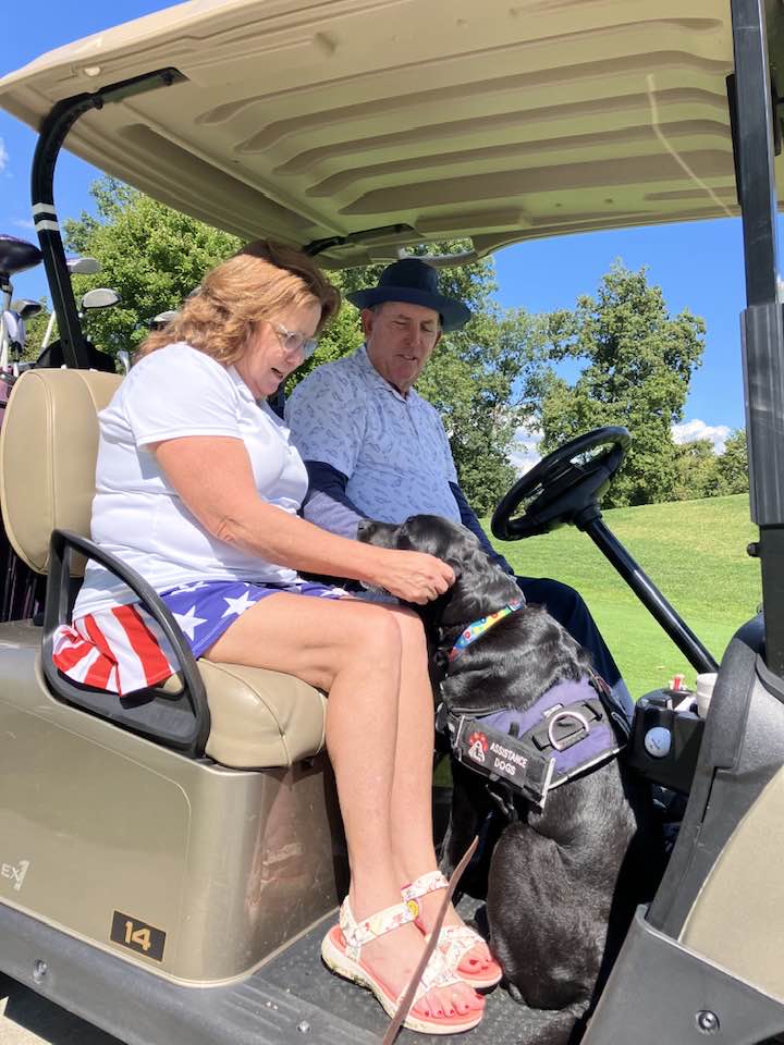 Karen and Billy in cart with Flare